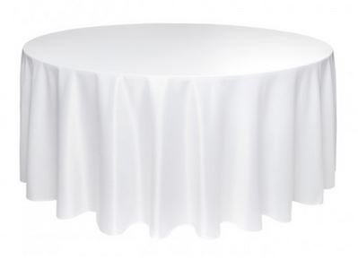 Stół okrągły z białym nakryciem 